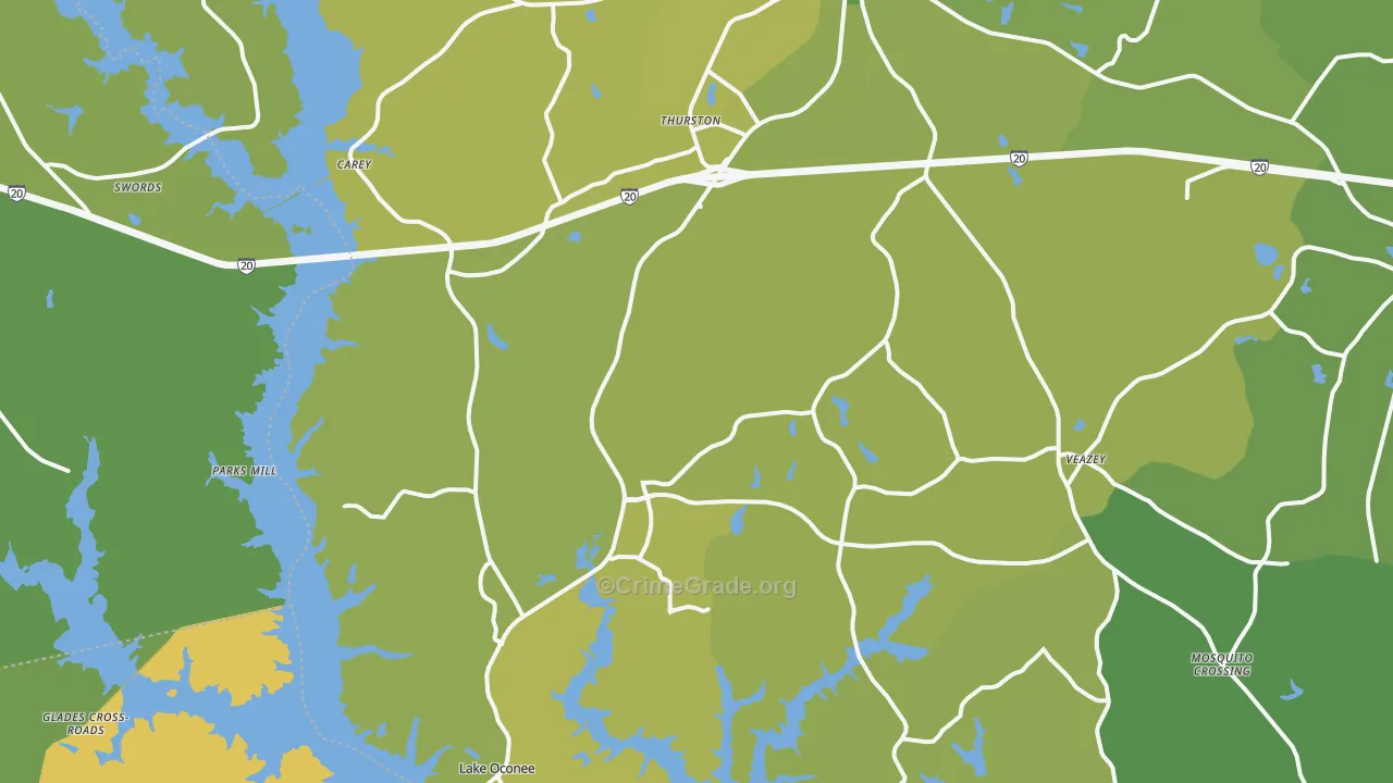 Greensboro, GA Map of Drug-Related Crime Rates