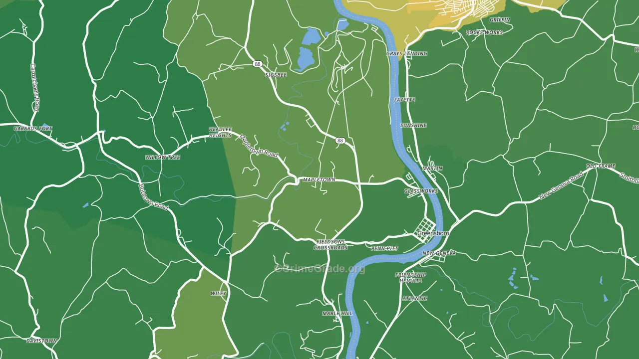 Greensboro, PA Map of Drug-Related Crime Rates