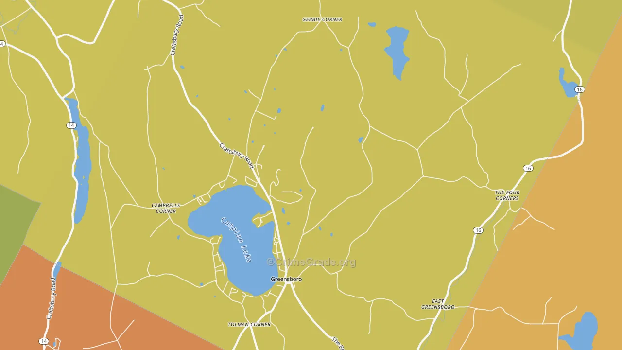 Greensboro, VT Map of Drug-Related Crime Rates