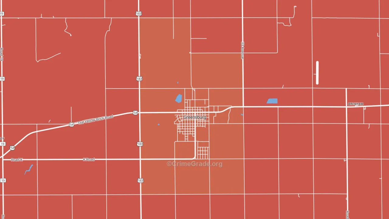Greensburg, KS Map of Drug-Related Crime Rates