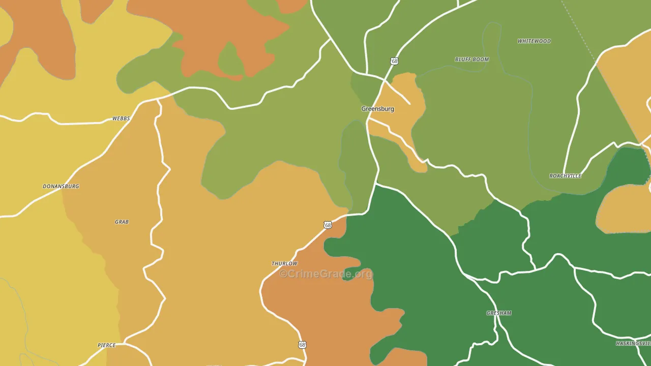 Greensburg, KY Map of Drug-Related Crime Rates