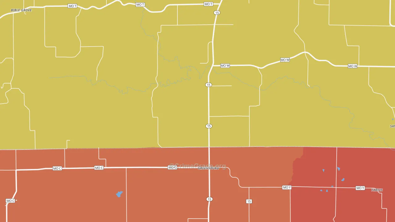 Greensburg, MO Map of Drug-Related Crime Rates