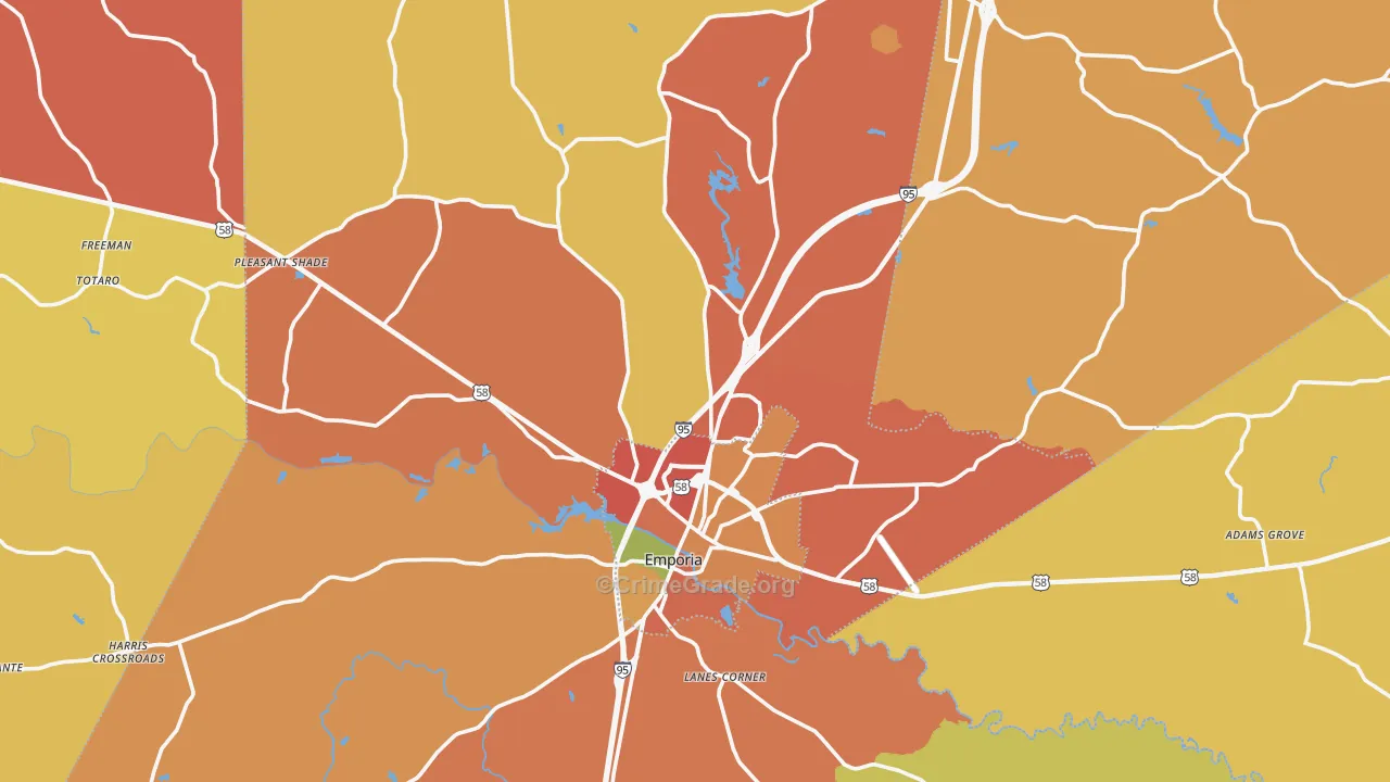 Greensville County, VA Map of Drug-Related Crime Rates