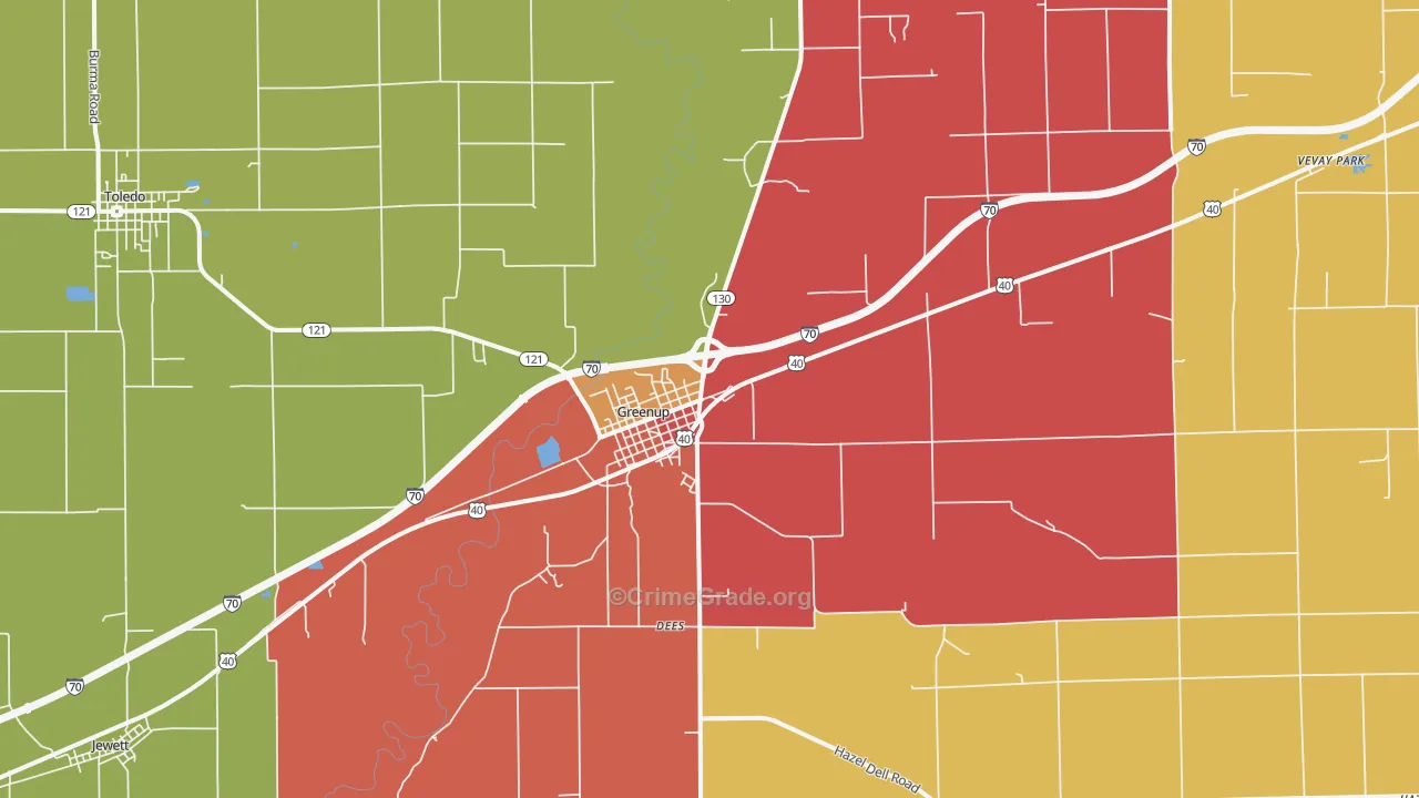 Greenup, IL Map of Drug-Related Crime Rates