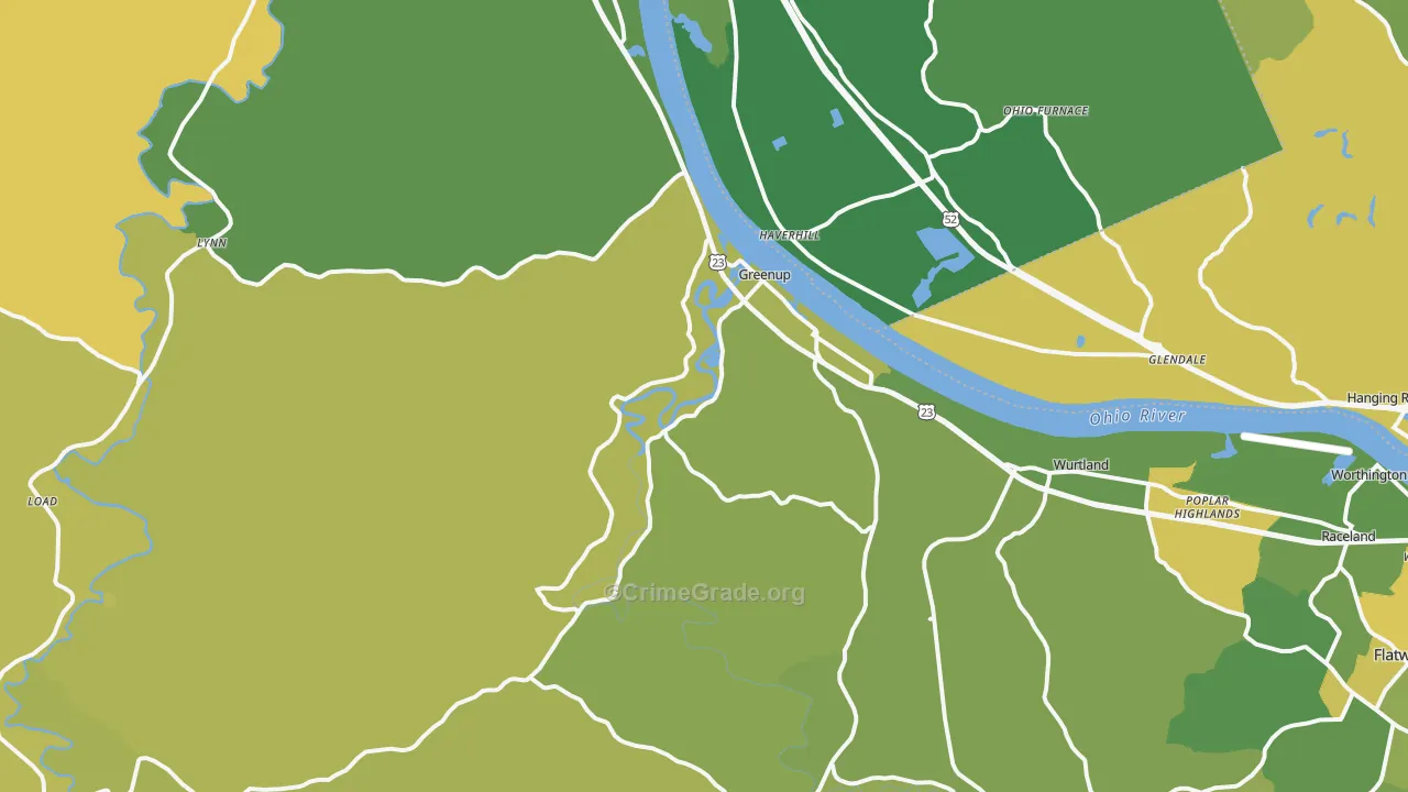 Greenup, KY Map of Drug-Related Crime Rates