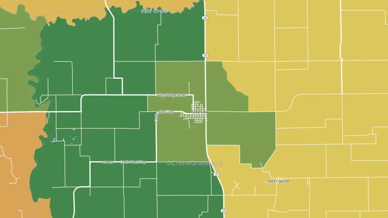 Greenview, IL Map of Drug-Related Crime Rates