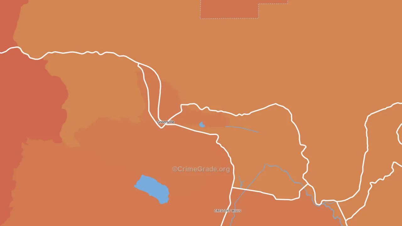 Greenville, CA Map of Drug-Related Crime Rates