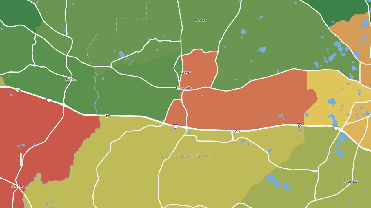 Greenville, FL Map of Drug-Related Crime Rates