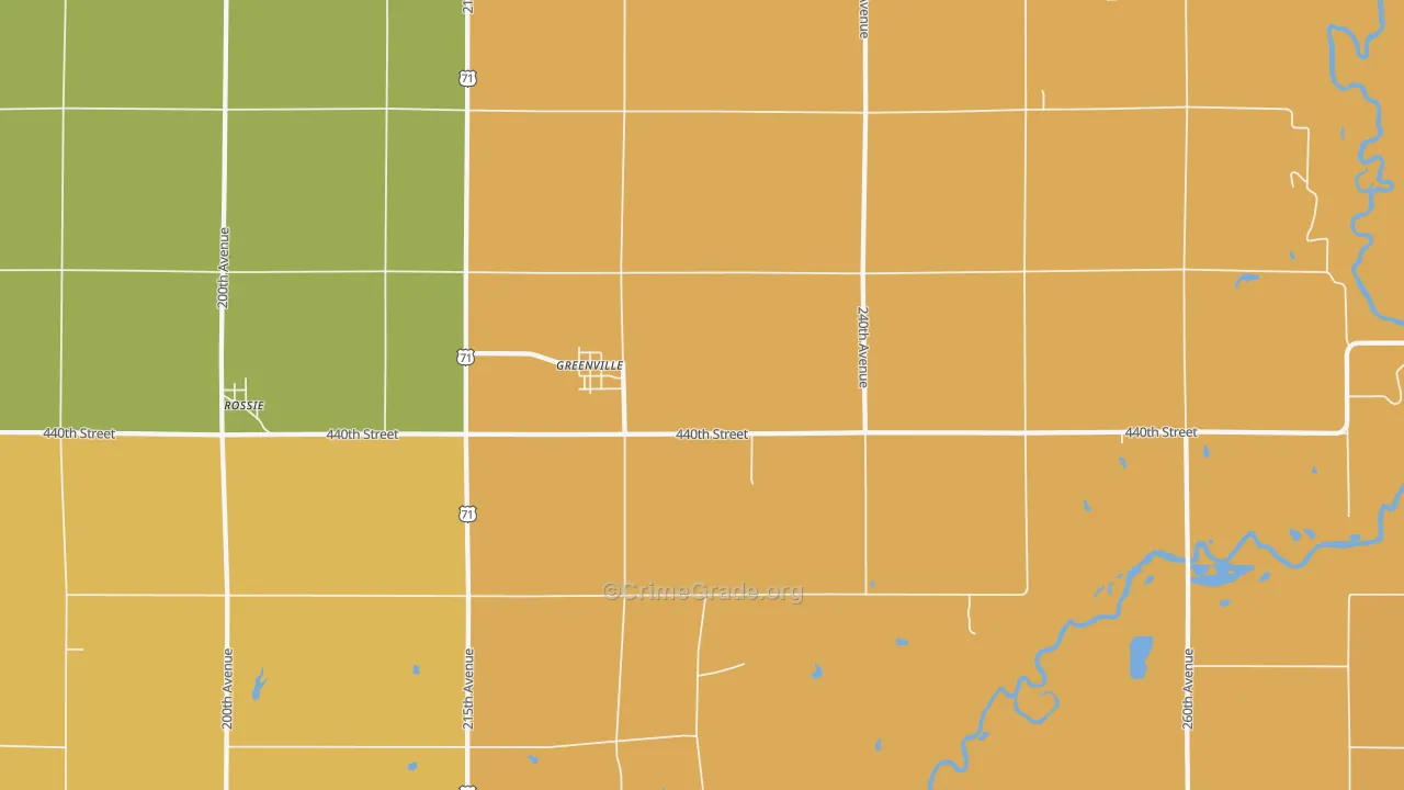 Greenville, IA Map of Drug-Related Crime Rates