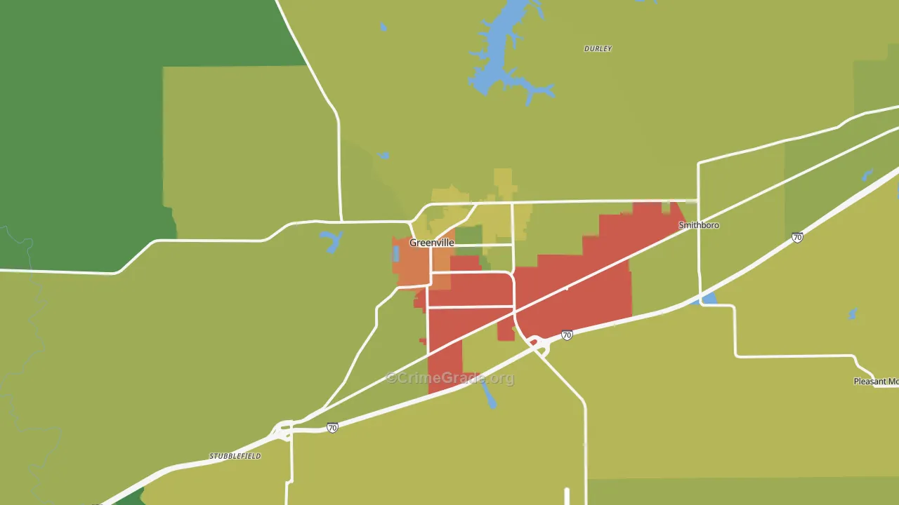 Greenville, IL Map of Drug-Related Crime Rates