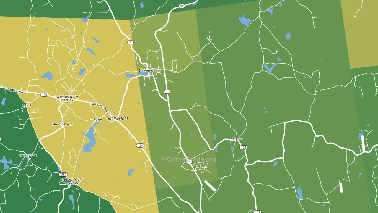 Greenville, NH Map of Drug-Related Crime Rates