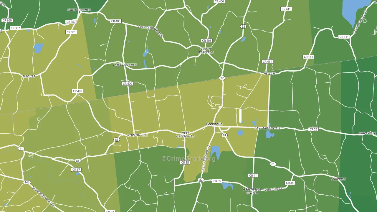 Greenville, NY Map of Drug-Related Crime Rates