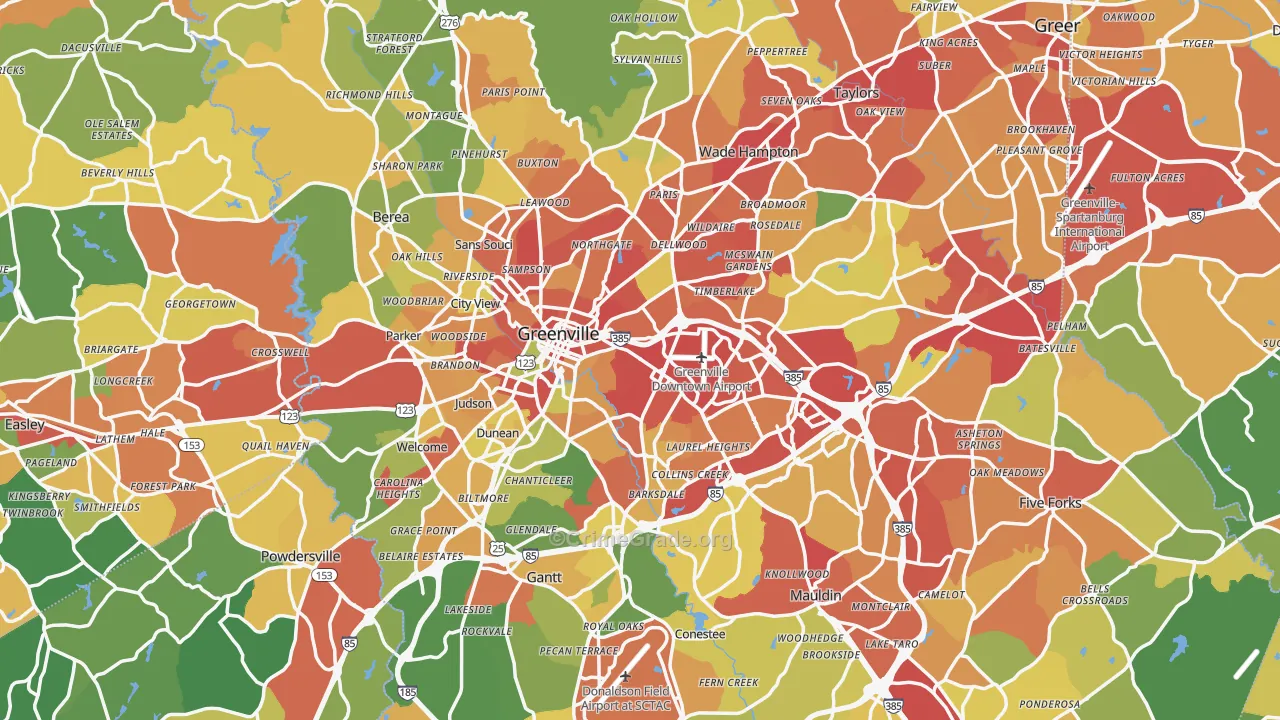 Greenville, SC Map of Drug-Related Crime Rates