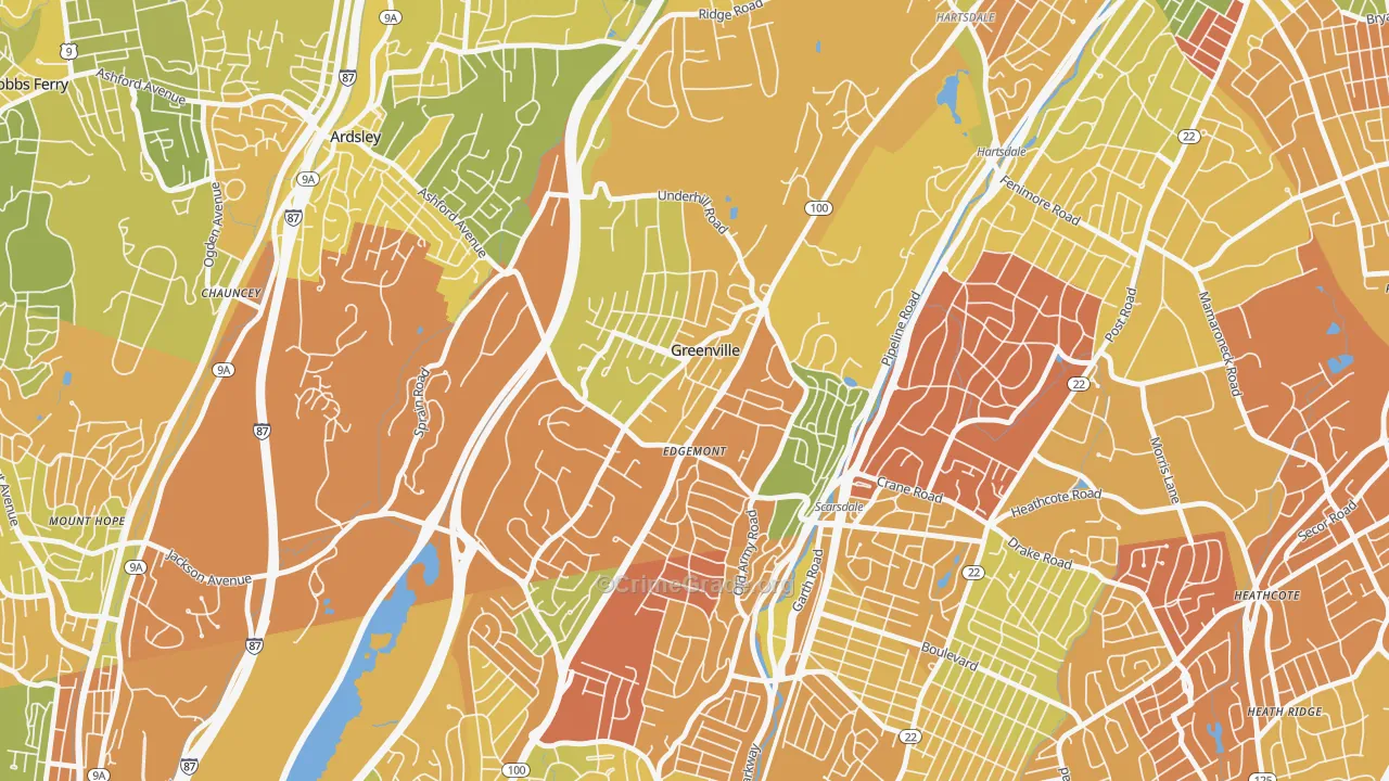 Greenville, Scarsdale, NY Map of Drug-Related Crime Rates