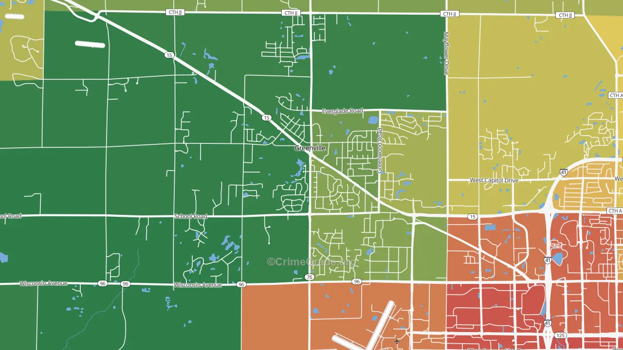 Greenville, WI Map of Drug-Related Crime Rates
