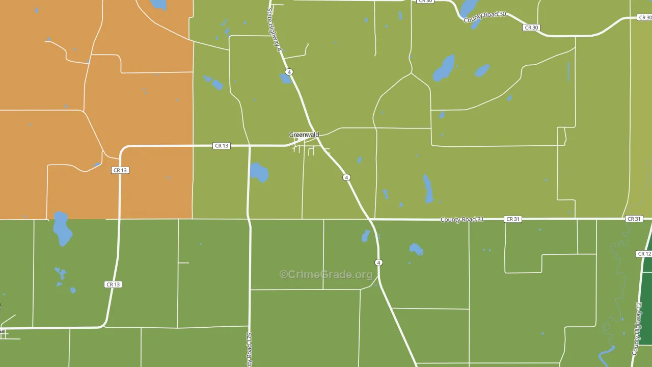 Greenwald, MN Map of Drug-Related Crime Rates