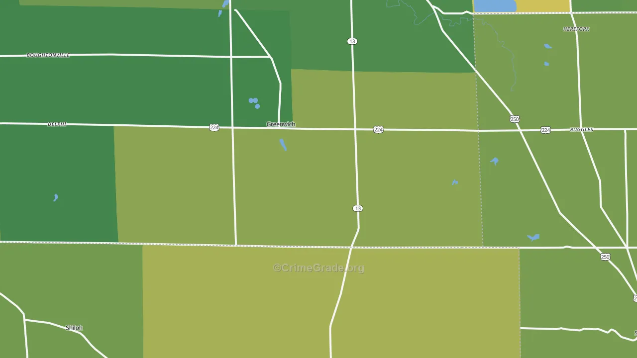 Greenwich, OH Map of Drug-Related Crime Rates