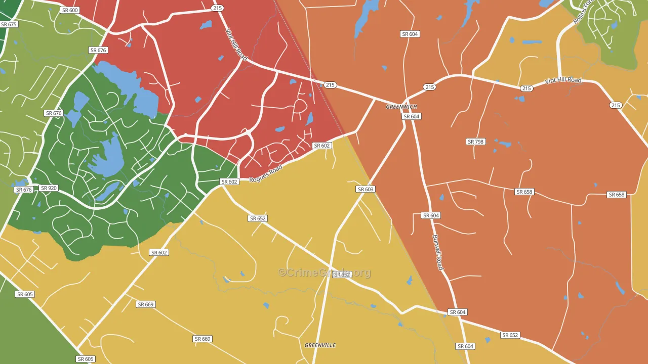 Greenwich, VA Map of Drug-Related Crime Rates