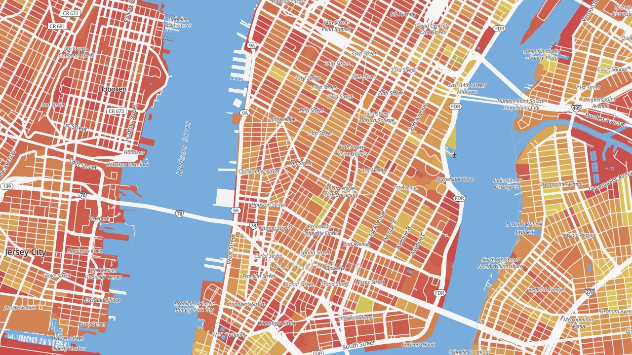 Greenwich Village, Manhattan, NY Map of Drug-Related Crime Rates