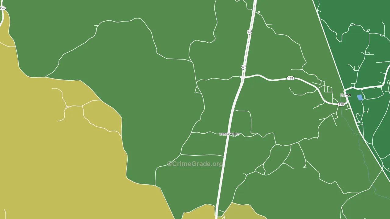 Greenwood, AL Map of Drug-Related Crime Rates