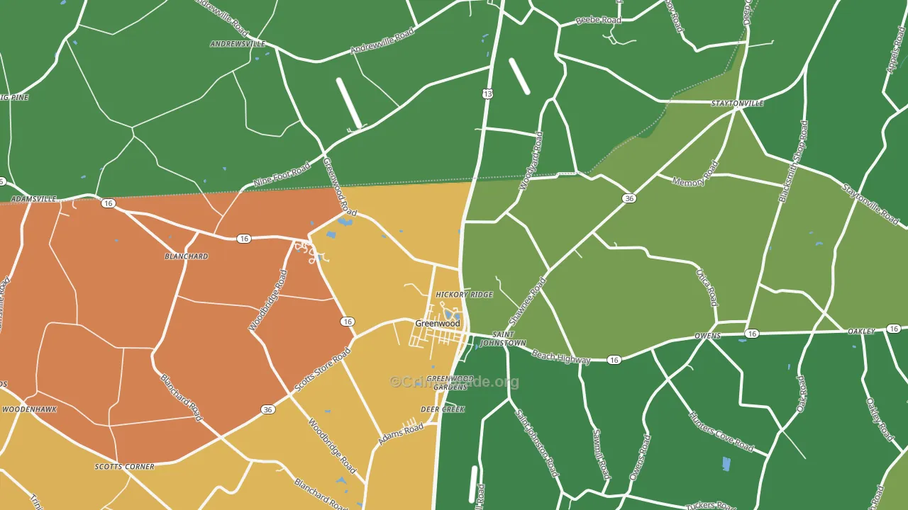 Greenwood, DE Map of Drug-Related Crime Rates