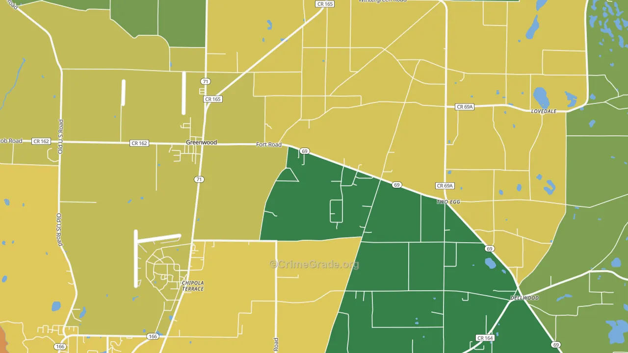 Greenwood, FL Map of Drug-Related Crime Rates
