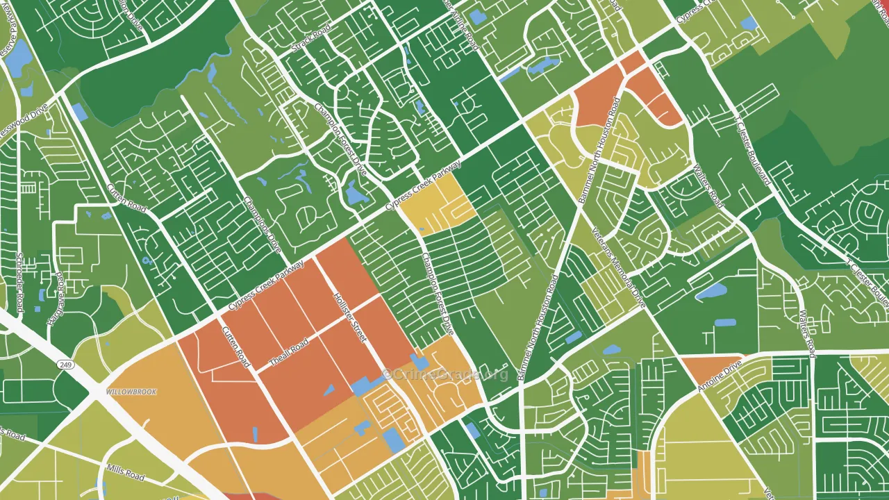 Greenwood Forest, Houston, TX Map of Drug-Related Crime Rates