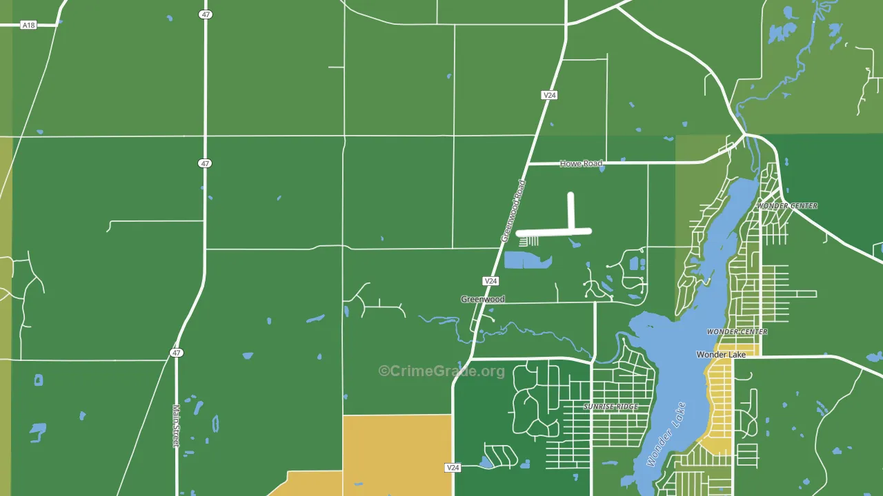 Greenwood, IL Map of Drug-Related Crime Rates