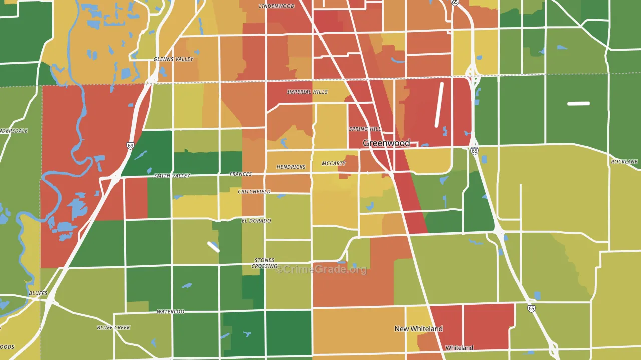 Greenwood, IN Map of Drug-Related Crime Rates