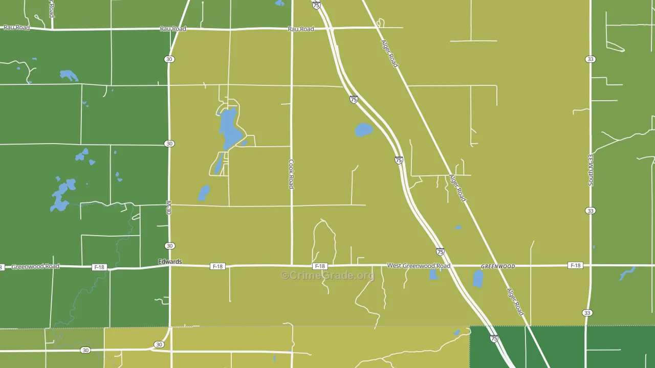 Greenwood, MI Map of Drug-Related Crime Rates
