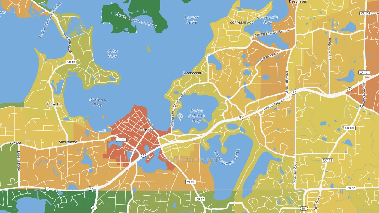 Greenwood, MN Map of Drug-Related Crime Rates