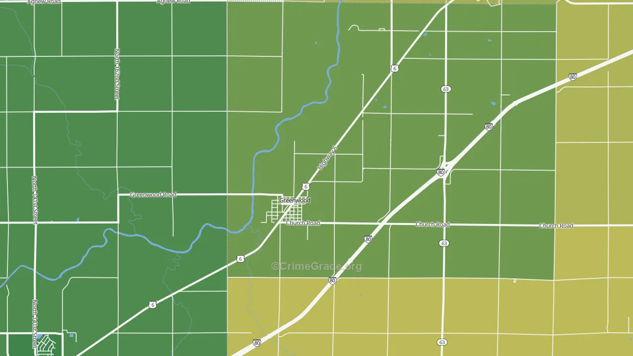 Greenwood, NE Map of Drug-Related Crime Rates