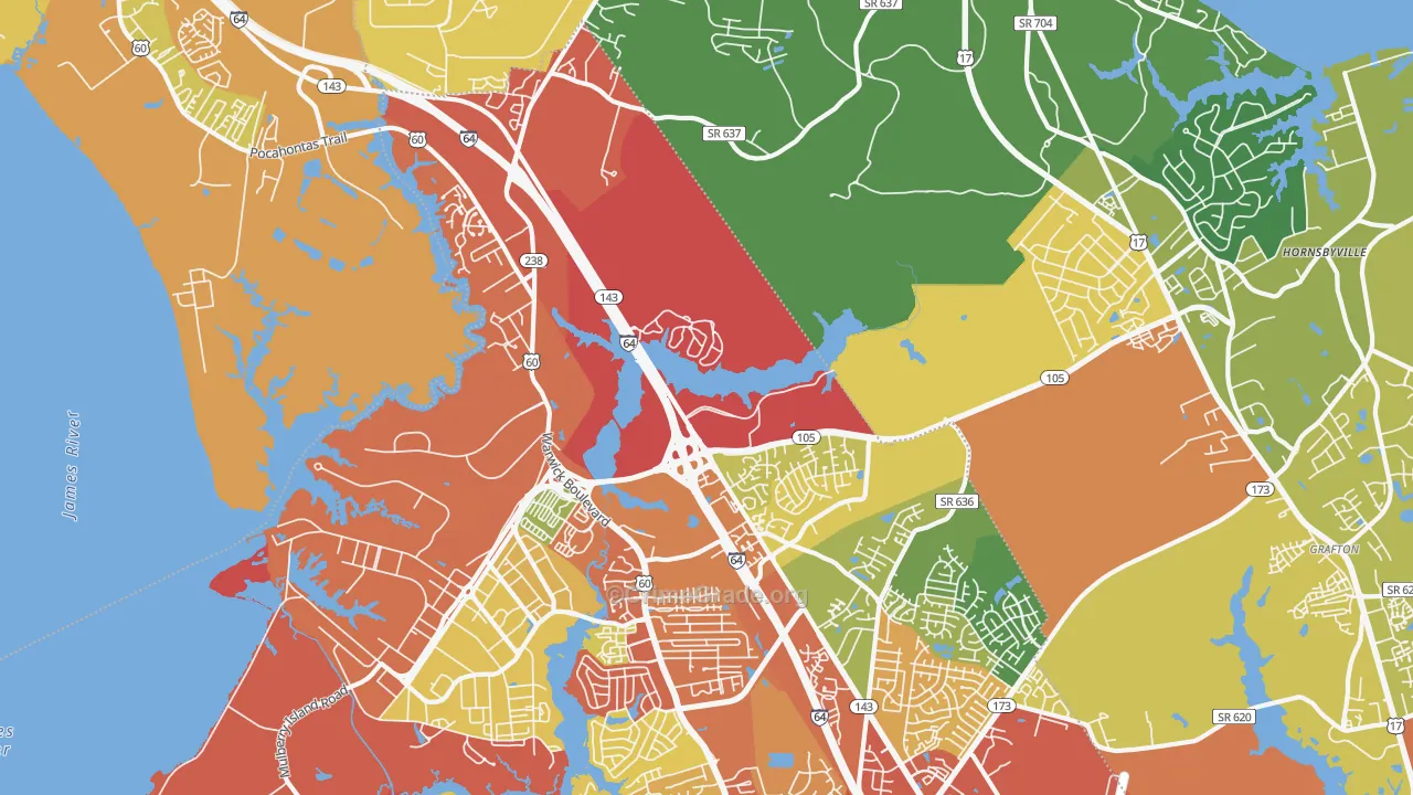 Greenwood, Newport News, VA Map of Drug-Related Crime Rates