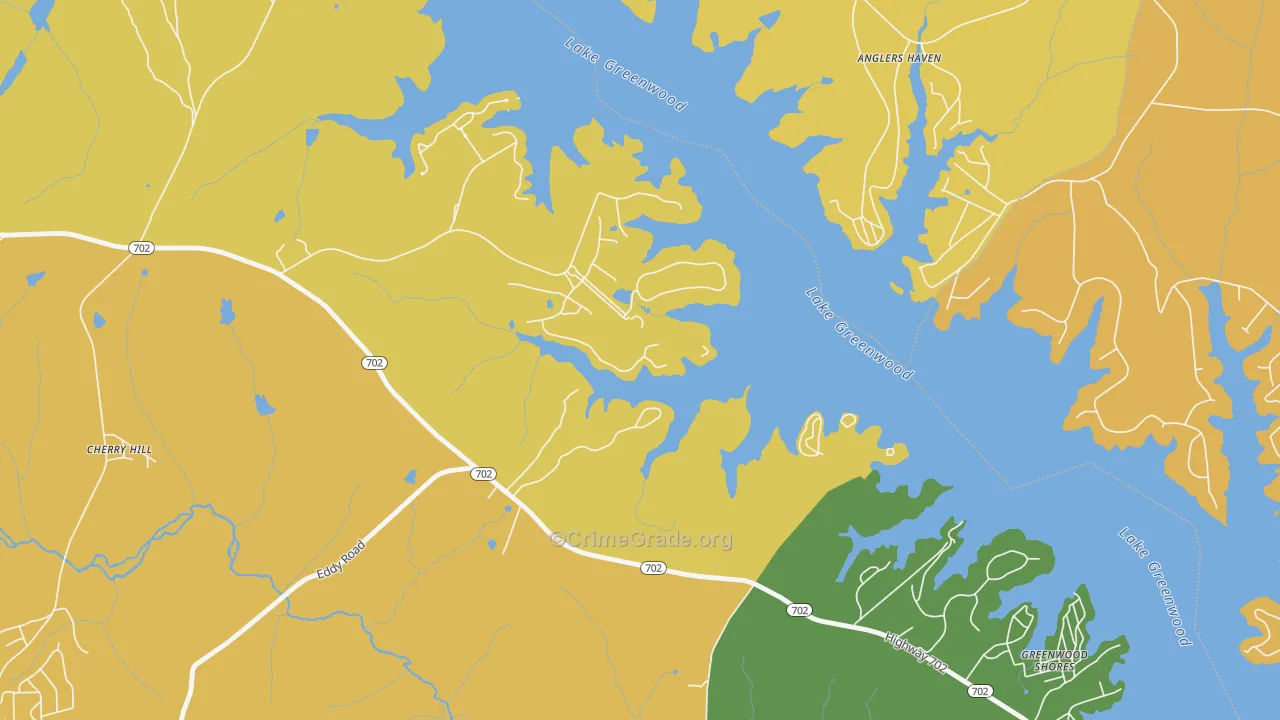 Greenwood Shores, SC Map of Drug-Related Crime Rates