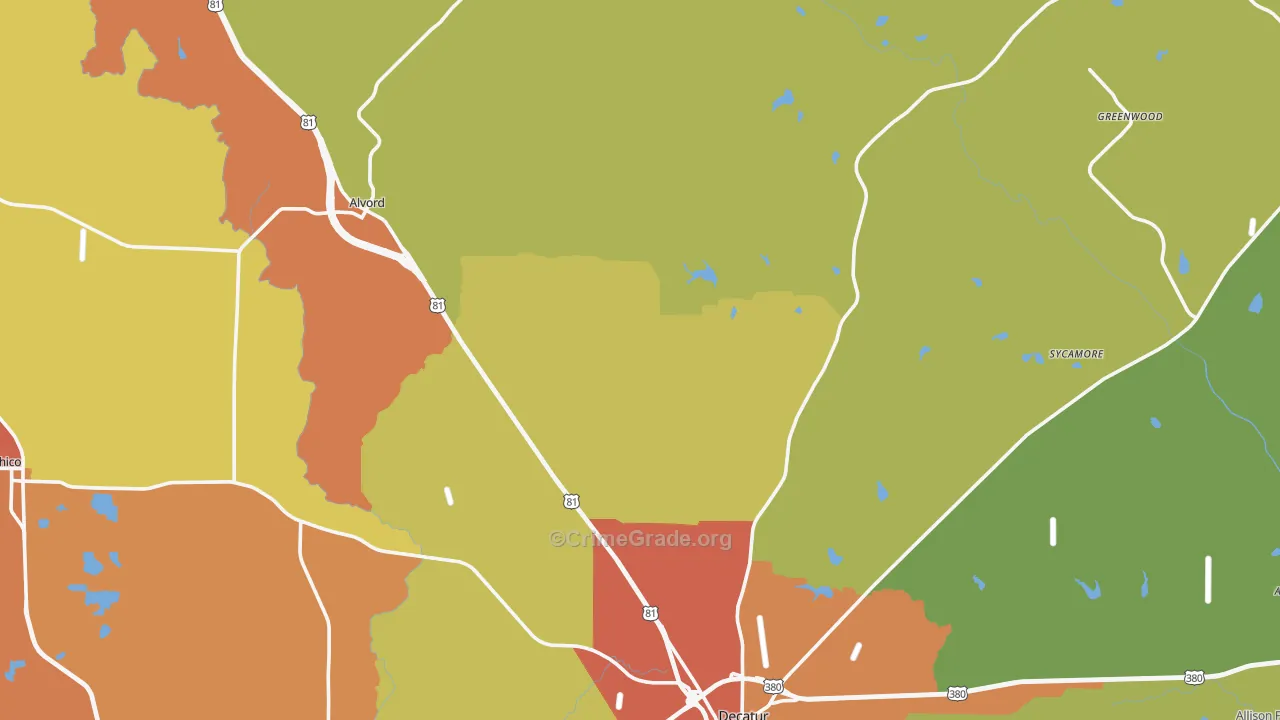 Greenwood, TX Map of Drug-Related Crime Rates