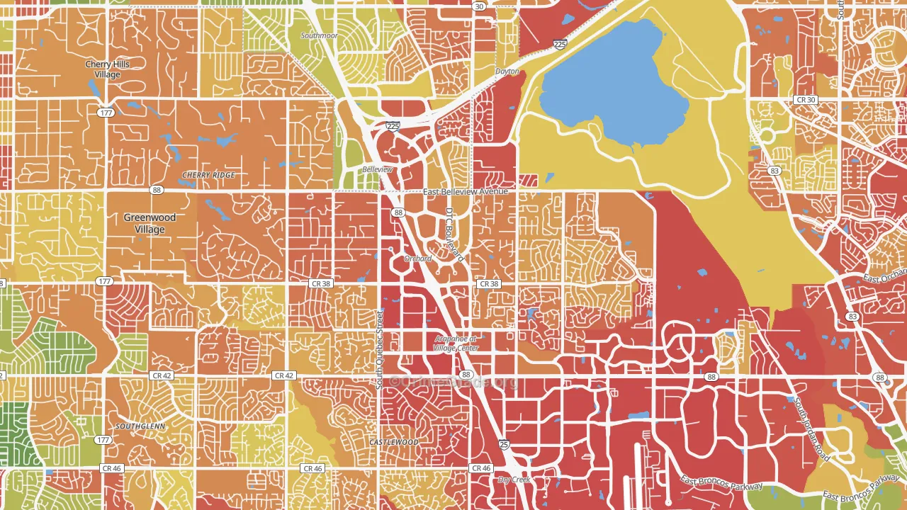 Greenwood Village, CO Map of Drug-Related Crime Rates