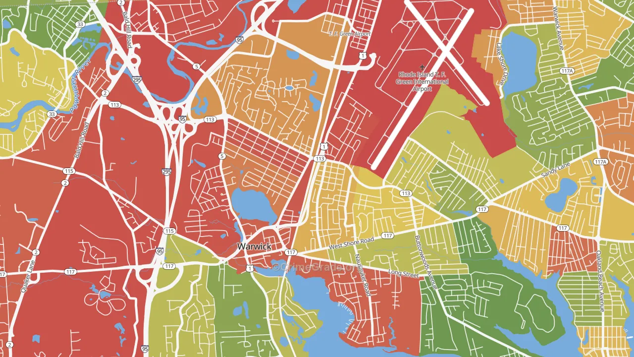 Greenwood, Warwick, RI Map of Drug-Related Crime Rates