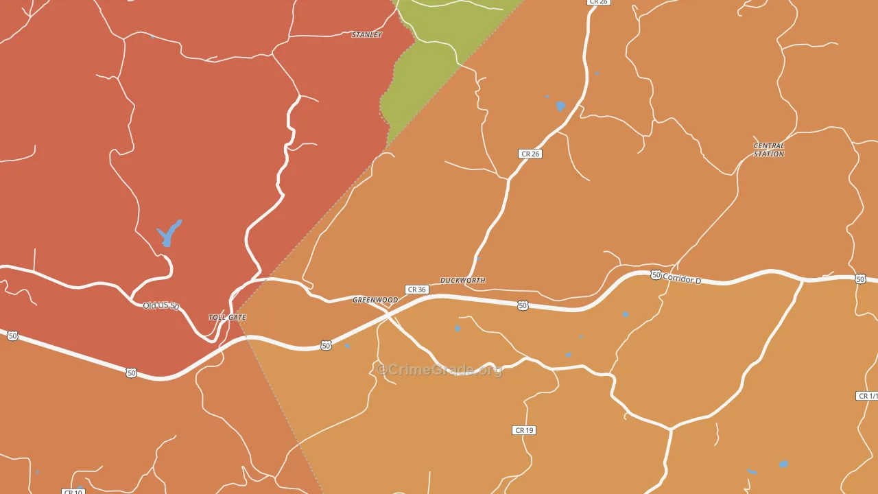 Greenwood, WV Map of Drug-Related Crime Rates