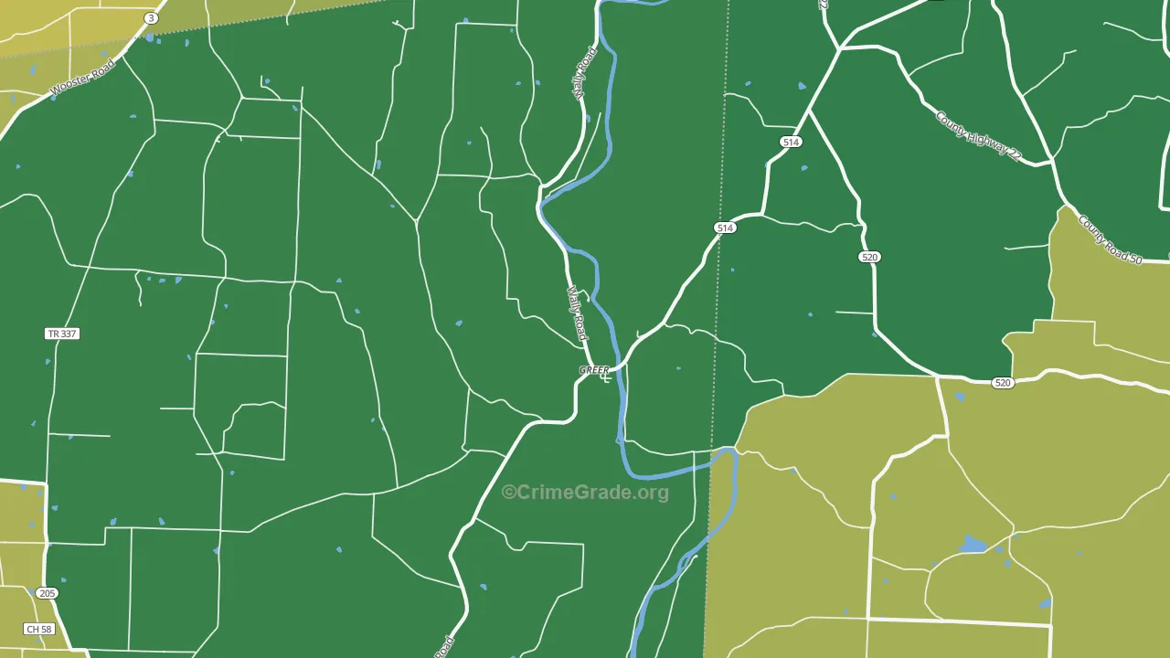 Greer, OH Map of Drug-Related Crime Rates