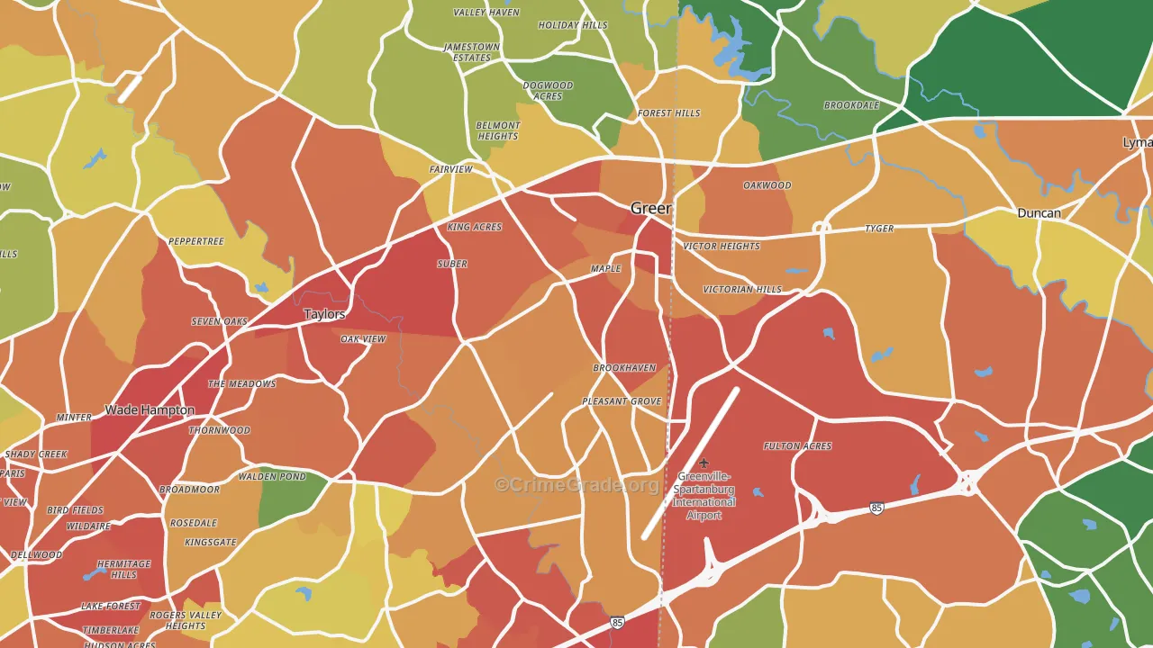 Greer, SC Map of Drug-Related Crime Rates