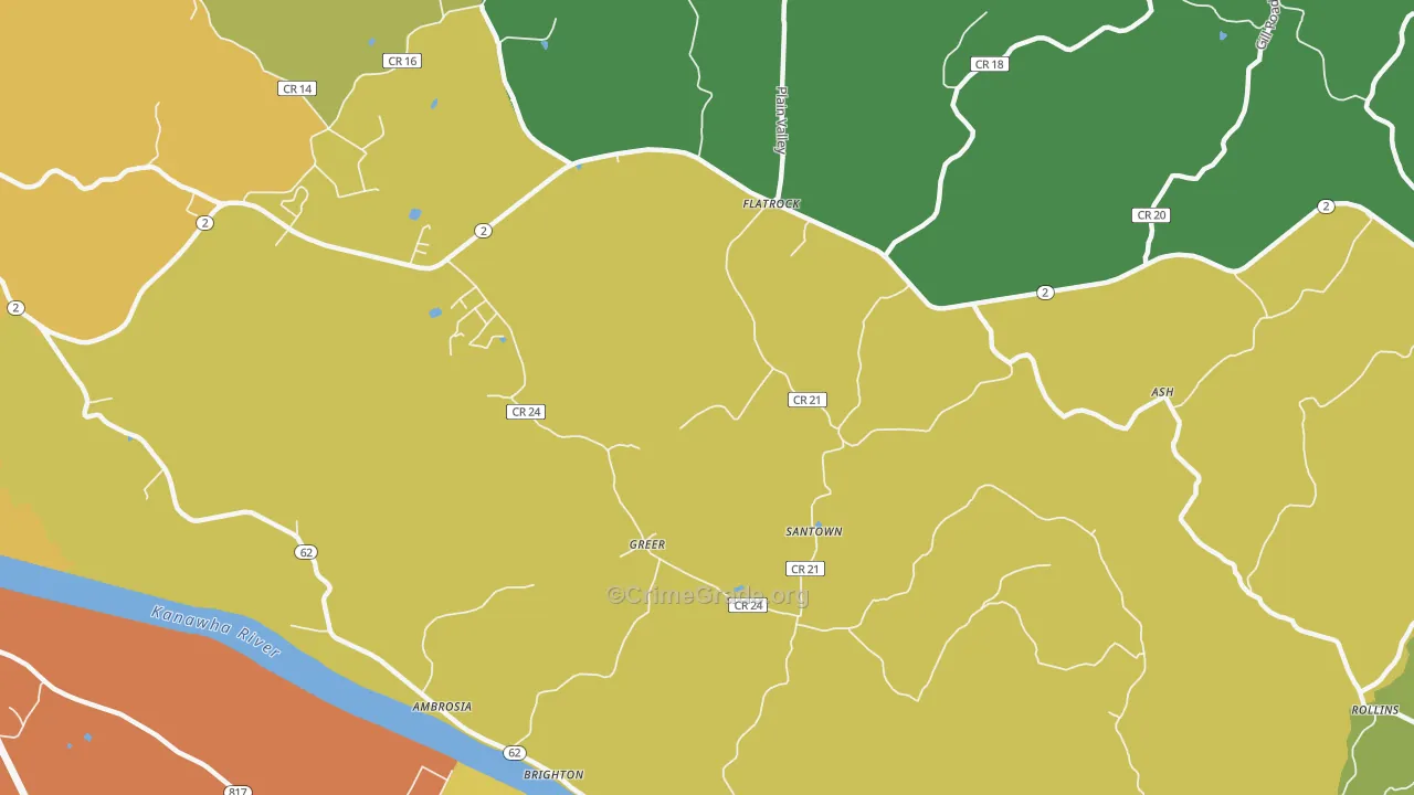 Greer, WV Map of Drug-Related Crime Rates