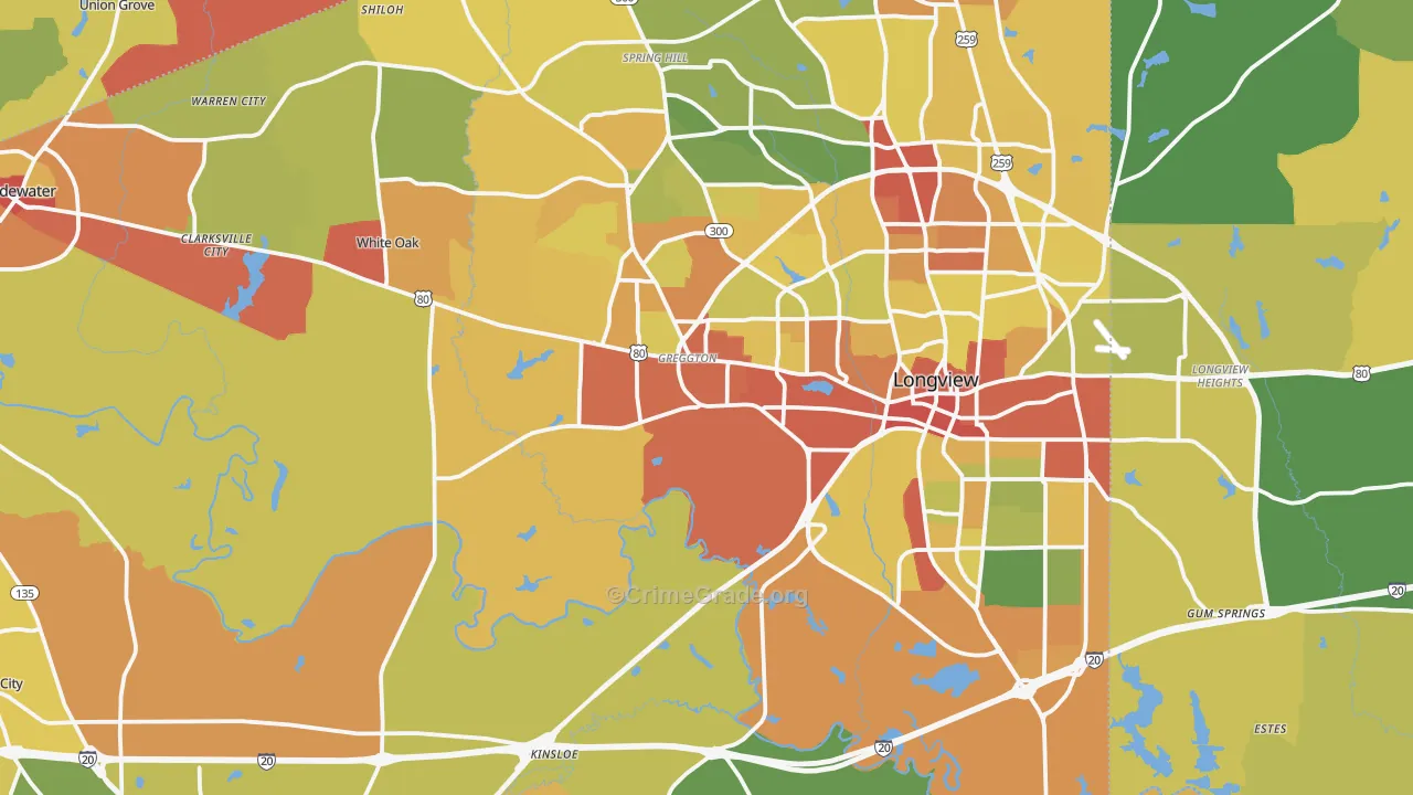 Gregg County, TX Map of Drug-Related Crime Rates