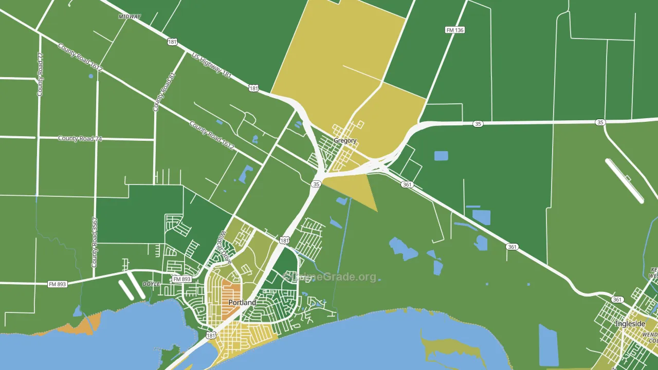 Gregory, TX Map of Drug-Related Crime Rates