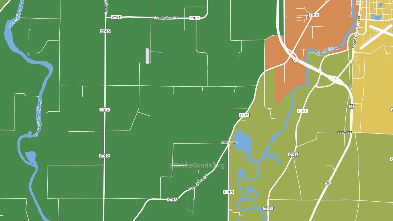 Grellton, WI Map of Drug-Related Crime Rates
