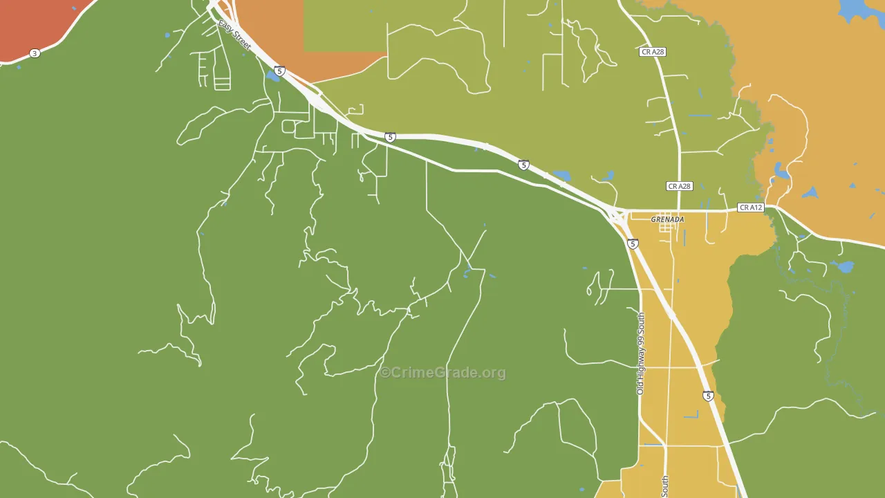 Grenada, CA Map of Drug-Related Crime Rates