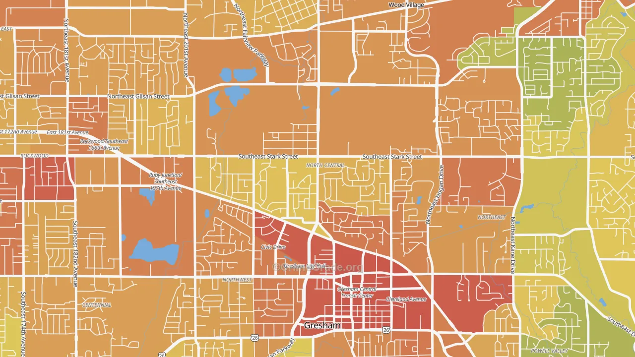 Gresham-North Central, Gresham, OR Map of Drug-Related Crime Rates