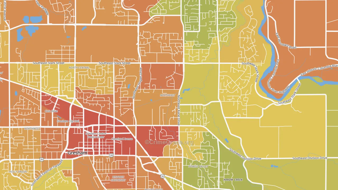 Gresham-Northeast, Gresham, OR Map of Drug-Related Crime Rates