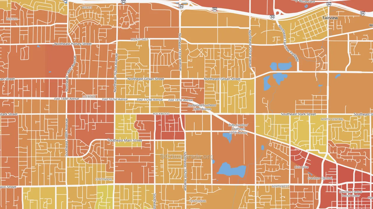 Gresham-Rockwood, Gresham, OR Map of Drug-Related Crime Rates