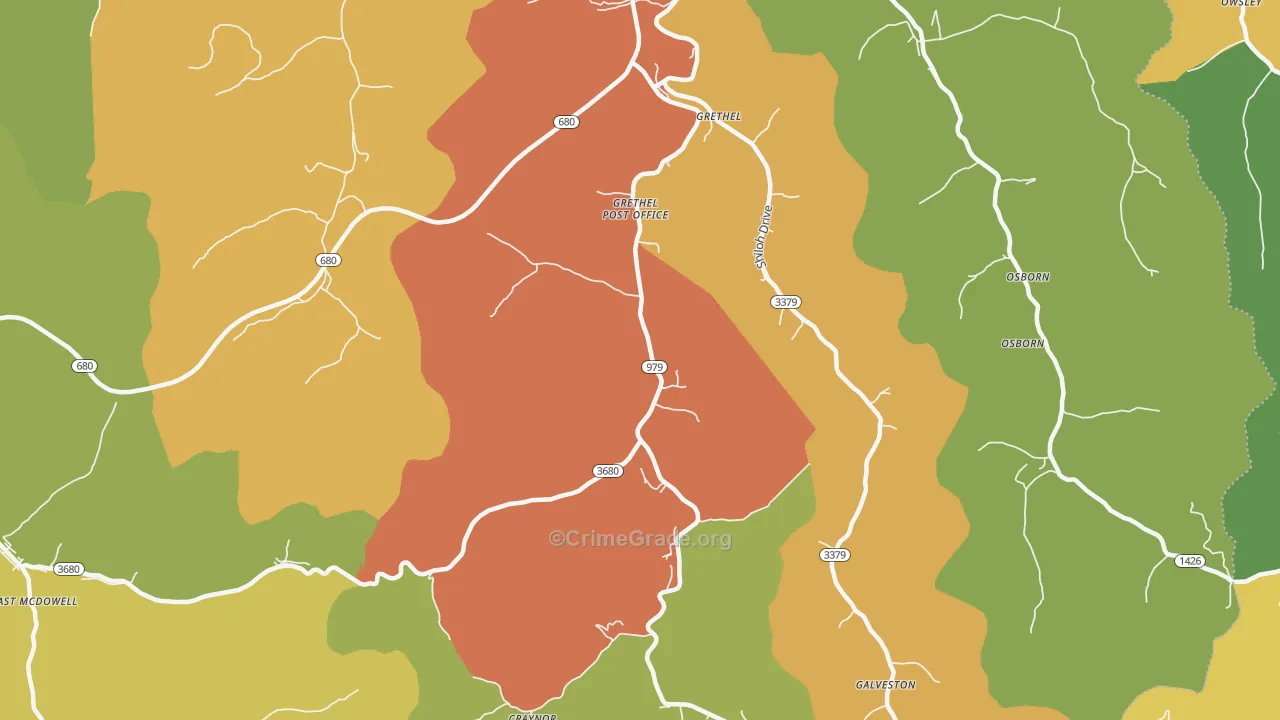 Grethel, KY Map of Drug-Related Crime Rates