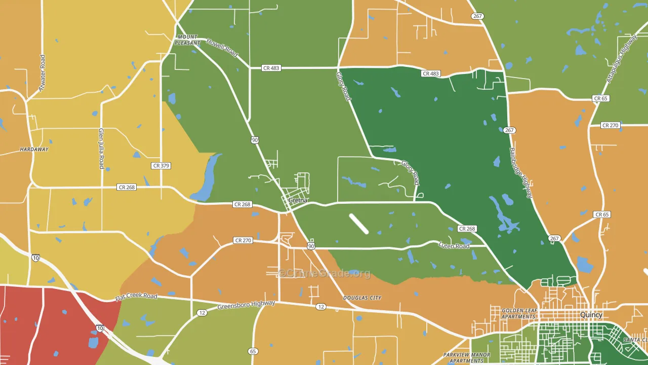 Gretna, FL Map of Drug-Related Crime Rates